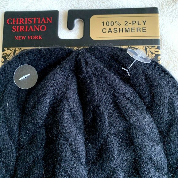 Christian Siriano black 100% cashmere hat
